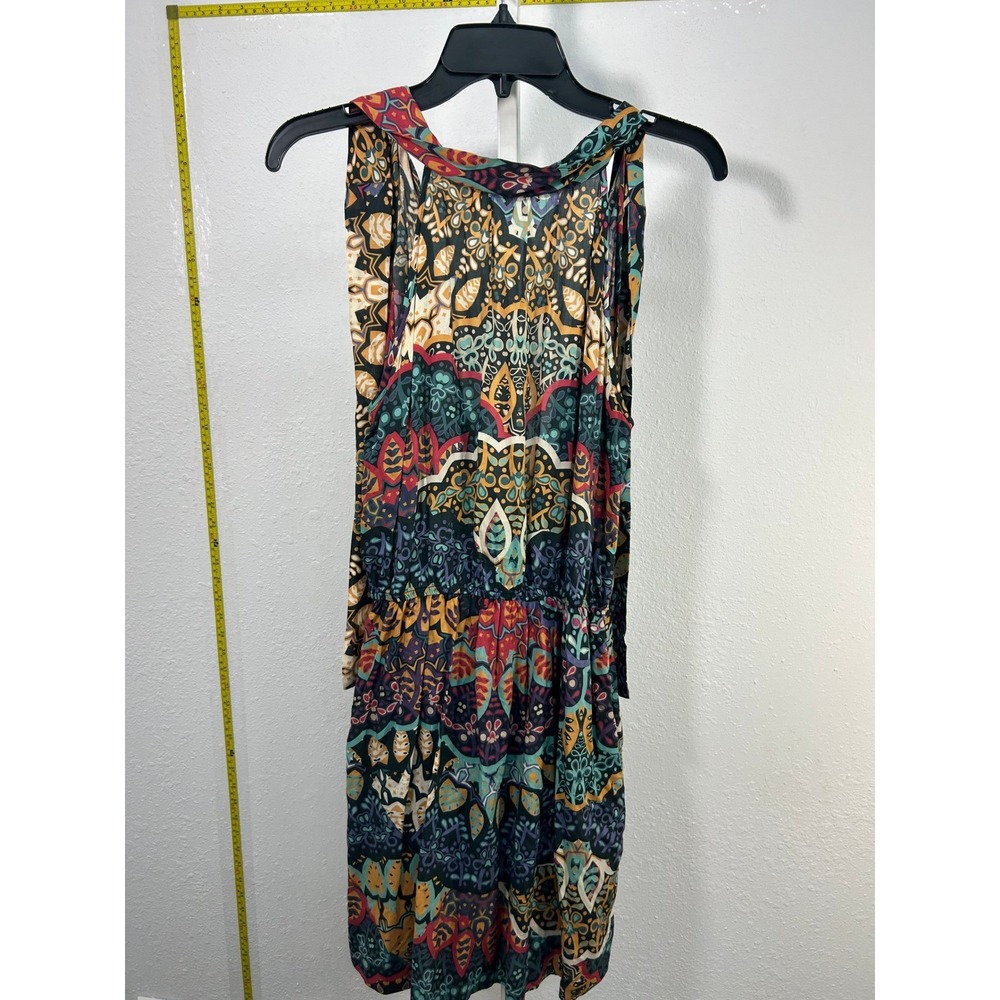 Dress To Brasil Womens Mini Dress Small Multicolor Mandala Viscose V-Neck Boho‎